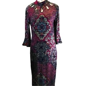 Gabby Skye‎ NWT Cut Out Collar Geometric Pattern Dress Size M